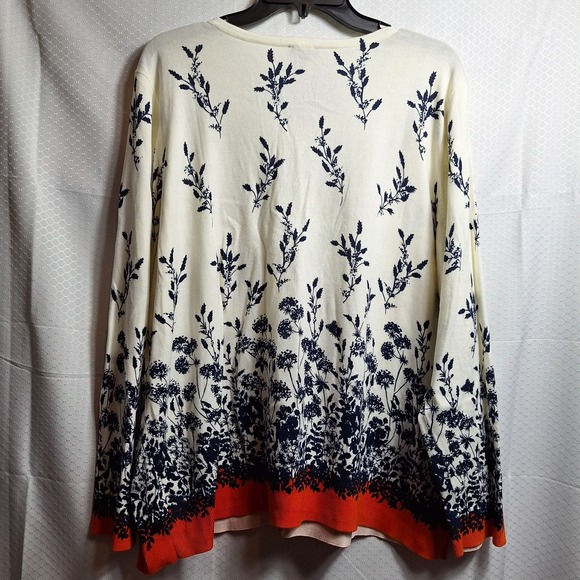 TALBOTS Plus Petite Knit Cardigan Sz 3XP Flower Garden Butterfly Preppy Mature - Picture 2 of 6